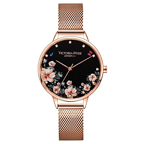 Victoria Hyde | Women's Analog Quartz Watch | Floral Dial | Copper, Rose-Gold | Stainless Steel 