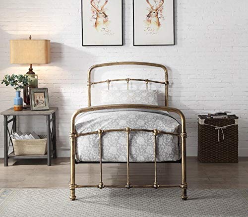 Luxury Antique Brass Copper Metal Bed Frame | Industrial Style | 3ft Single