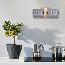 Load image into Gallery viewer, Grey &amp; Copper Flipping Mechanism Clock With Digital Style Face
