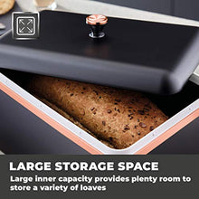 Load image into Gallery viewer, Tower | Matt Black &amp; Copper Accents Bread Bin 
