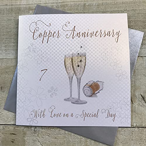 Copper Wedding Anniversary Card | Handmade | 7 Years | White Cotton Cards 