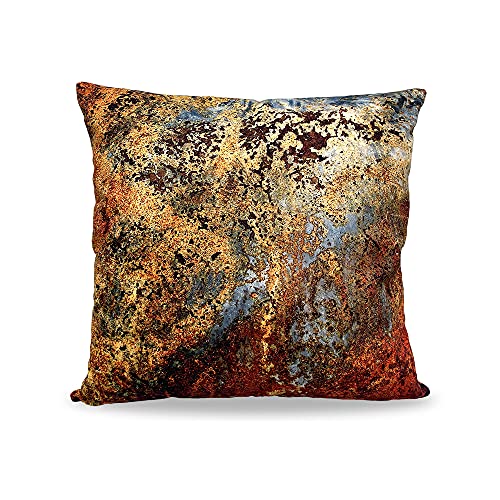 Copper Rust Abstract Cushion Cover | Brown Rusty Steel | 18 x 18 Inch