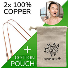 Load image into Gallery viewer, YogaMedic Tongue Scraper 2 Pack 100% Copper with Travel Case- Tongue Cleaning Tool, Fresher Breath, Tongue Cleaner for Adults &amp; Kids, Fight Bad Breath, Tounge Brush for Better Oral Hygiene, U Shape
