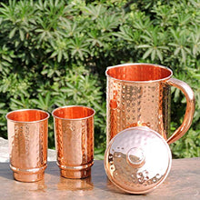 Load image into Gallery viewer, Hammered Copper Finish Water Jug &amp; Tumblers 
