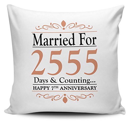 Married For 2555 Days & Counting (7th Copper) | Novelty Cushion Cover | Wedding Anniversary 