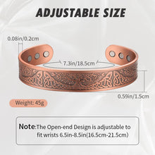 Load image into Gallery viewer, MagEnergy Copper Bracelet for Men Life of Tree, 99.9% Copper Magnetic Bracelet 7.3&quot;,Adjustable Cuff Bangle Jewerly Gift
