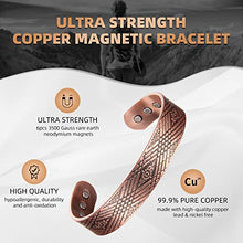 Load image into Gallery viewer, MagEnergy Copper Bracelet for Men Ultra Strength Magnetic Bracelet Pure Copper Bangle with Jewelry Gift Box (Copper)
