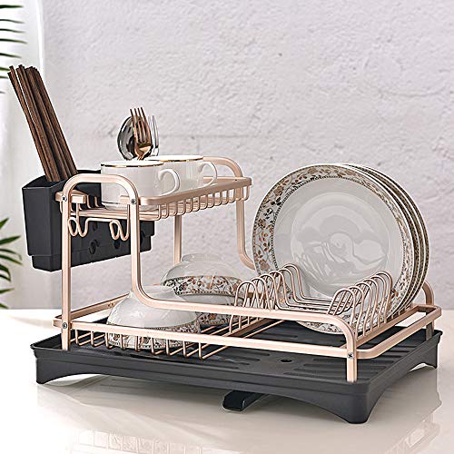 2 Tier Dish Drainer Copper Aluminium Dish Rack