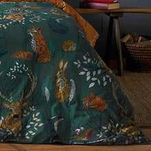 Load image into Gallery viewer, Woodland Animals Duvet Cover Set | Emerald, Copper 
