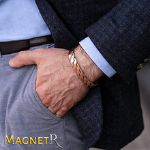 Load image into Gallery viewer, MagnetRX® Pure Copper Magnetic Bracelet - Magnetic Copper Bracelets for Men - Adjustable Cuff + Gift Box (Copper | Medium - Large)
