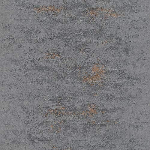 Concrete Industrial Stone Metallic Copper Wallpaper | Grey & Copper | Grandeco
