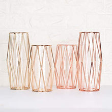 Load image into Gallery viewer, Copper/Rose-Gold Glass Flower Vase | Geometric Style | Decorative Vase
