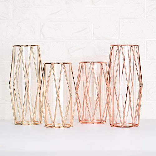 Copper/Rose-Gold Glass Flower Vase | Geometric Style | Decorative Vase