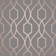 Load image into Gallery viewer, Fine Decor Wallcoverings | Apex Trellis Sidewall Wallpaper | Copper/Charcoal (FD41998)

