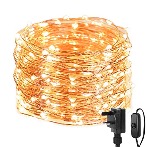 Plug In Fairy Lights | 20M | 200 LED | Warm White Copper Wire Lights ...