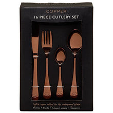 Load image into Gallery viewer, Copper 16 Piece Cutlery Set | Heart Design | 4 Person
