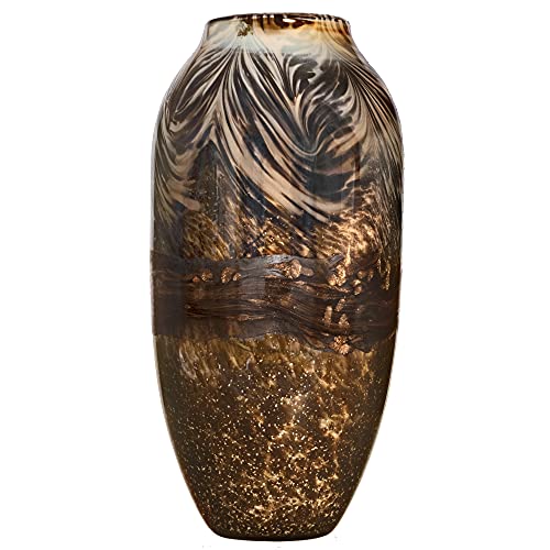 Handmade Mouthblown Glass Decorative Vase | Brown Gold Copper