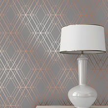 Load image into Gallery viewer, Modern Wallpaper | Copper &amp; Grey Geometric Wallpaper
