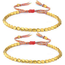 Load image into Gallery viewer, 2 Pieces | Tibetan Copper Bead Bracelets | Handmade Adjustable Braided Bracelets
