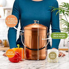 Load image into Gallery viewer, 5 Litres Copper Food Caddy | Compost Bin 
