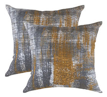 Load image into Gallery viewer, Grey &amp; Copper/ Mustard Cushion Covers | Cotton Canvas | 60 x 60 cm / 24 x 24 Inches
