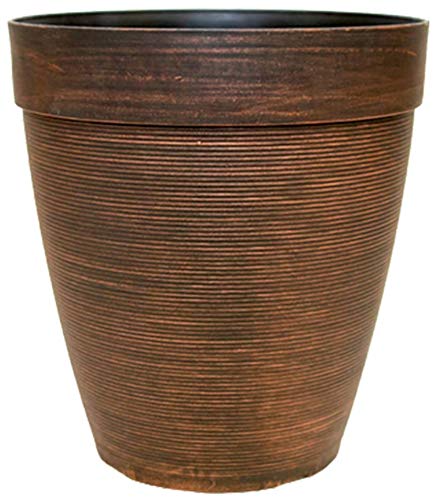 Muddy Hands Copper Plant Pot Tall Round Plastic Planter Outdoor Garden Flower Herb Tree (1, 26.5 Litre)
