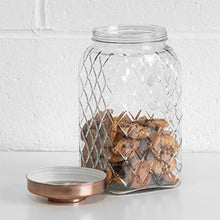Load image into Gallery viewer, Glass Crissed Cross Storage Jar | Copper Lid 
