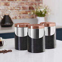 Load image into Gallery viewer, Tower | Set Of 3 | Tea, Coffee, Sugar Canisters, Copper 
