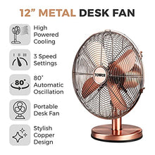 Load image into Gallery viewer, 12&quot; Copper Metal Fan
