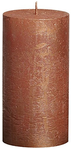 Metallic Copper Pillar Candle | Paraffin Wax | 6.8x6.8x13 cm | Rustic