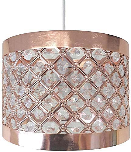Copper Chandelier Ceiling Light Shade | Droplet Pendant | Acrylic Crystal Bead
