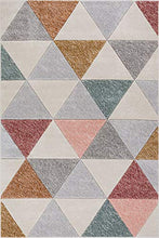 Load image into Gallery viewer, Geometric Design Rug | 120 x 160 cm | Plush | Copper, Pink, Grey, Blue
