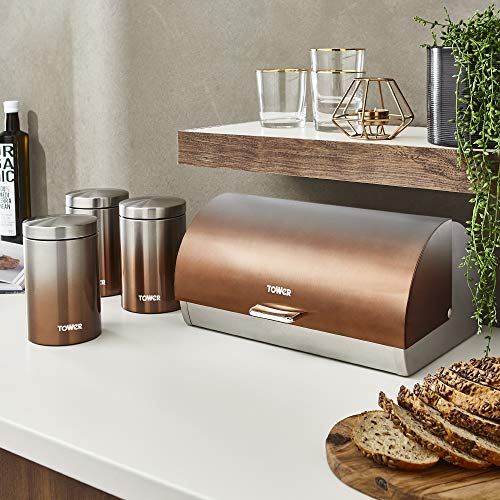 Bread Bin Copper Tea Coffee Sugar Jars Tower Copper Kitchen