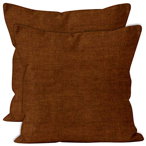 Chenille Cushion Covers 2 pcs Set | Rust Orange/ Copper | 50 x 50 cm