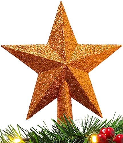 Christmas Tree Topper | Copper | 20cm | Glittered Tree Top Decoration | Christmas Concepts®