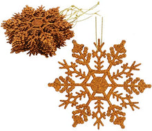 Load image into Gallery viewer, Copper Glitter Snowflake | Christmas Hanging Tree Decorations | 12 Pack | Christmas Concepts®
