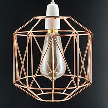 Load image into Gallery viewer, Retro Design Light Shade - Metal Wire Basket Cage Lamp Shade - Ceiling Pendant Light Shade – Wire Cage Lamp Shade - Vintage Industrial Style - Metal Lamp Shade - Easy Fit - Copper

