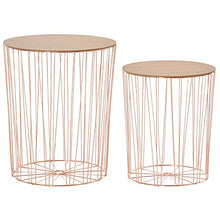 Load image into Gallery viewer, Set Of 2 Copper Side Tables | With Storage 
