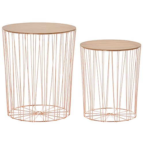 Set Of 2 Copper Side Tables | With Storage 