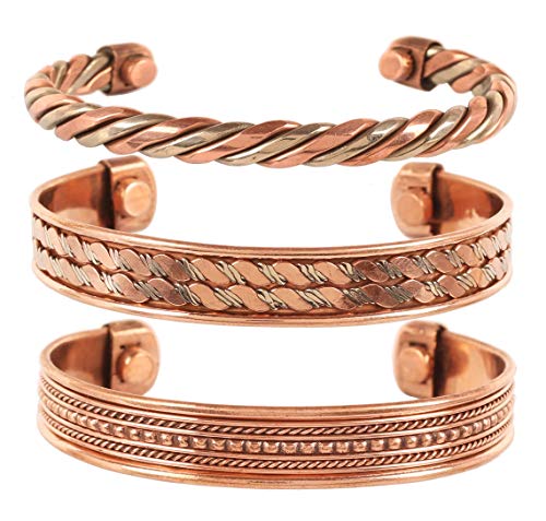 Set Of 3 Copper Magnetic Bracelets | Tibetan Style 