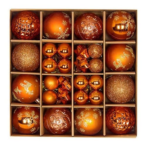 44 Pcs | Copper Christmas Bauble Ornaments | Christmas Tree Decoration Set