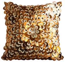Load image into Gallery viewer, The HomeCentric | Copper &amp; White Cushion Cover | 55x55 cm | Sequins | Floral Lust 

