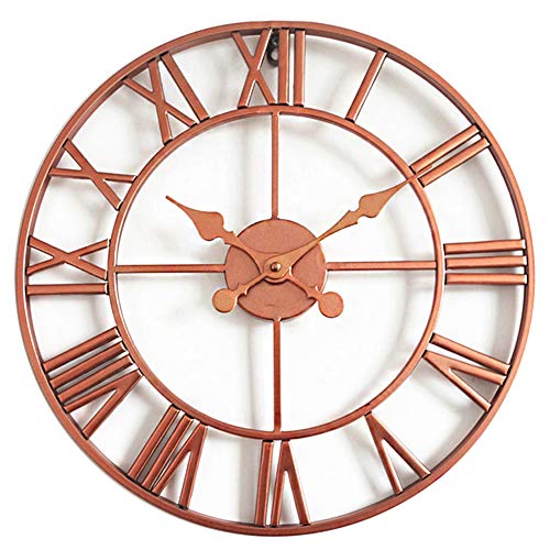 Copper Rose Gold Wall Clock | Vintage Roman Numerals | 40cm | Non Ticking