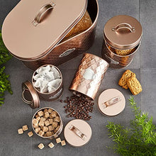Load image into Gallery viewer, Neo | Copper 5 Piece Canister Set | Bread Bin, Biscuit Tin, Sugar, Tea &amp; Coffee
