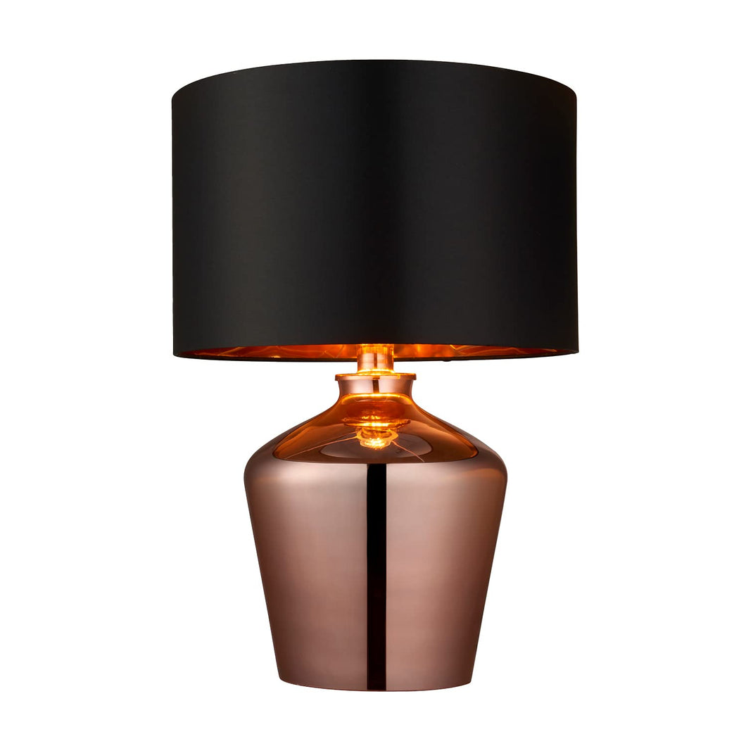 Shiny Copper Table Lamp | Black Fabric Shade | National Lighting 