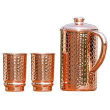 Load image into Gallery viewer, Copper Pitcher &amp; Set Of 2 Tumblers | Pure Copper | Ayurveda Health Benefit
