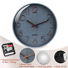 Load image into Gallery viewer, Grey &amp; Copper Wall Clock | Non Ticking Silent 
