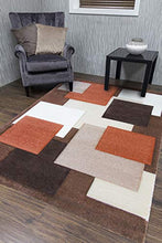 Load image into Gallery viewer, Large Squares Pattern | Brown, Copper, Cream, Beige | Soft Rug
