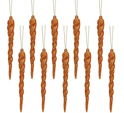 Copper Glitter Icicle Decorations | Christmas Tree | 12cm | Christmas Concepts®
