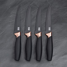 Load image into Gallery viewer, Set Of 4 Steak Knives | Black &amp; Copper 
